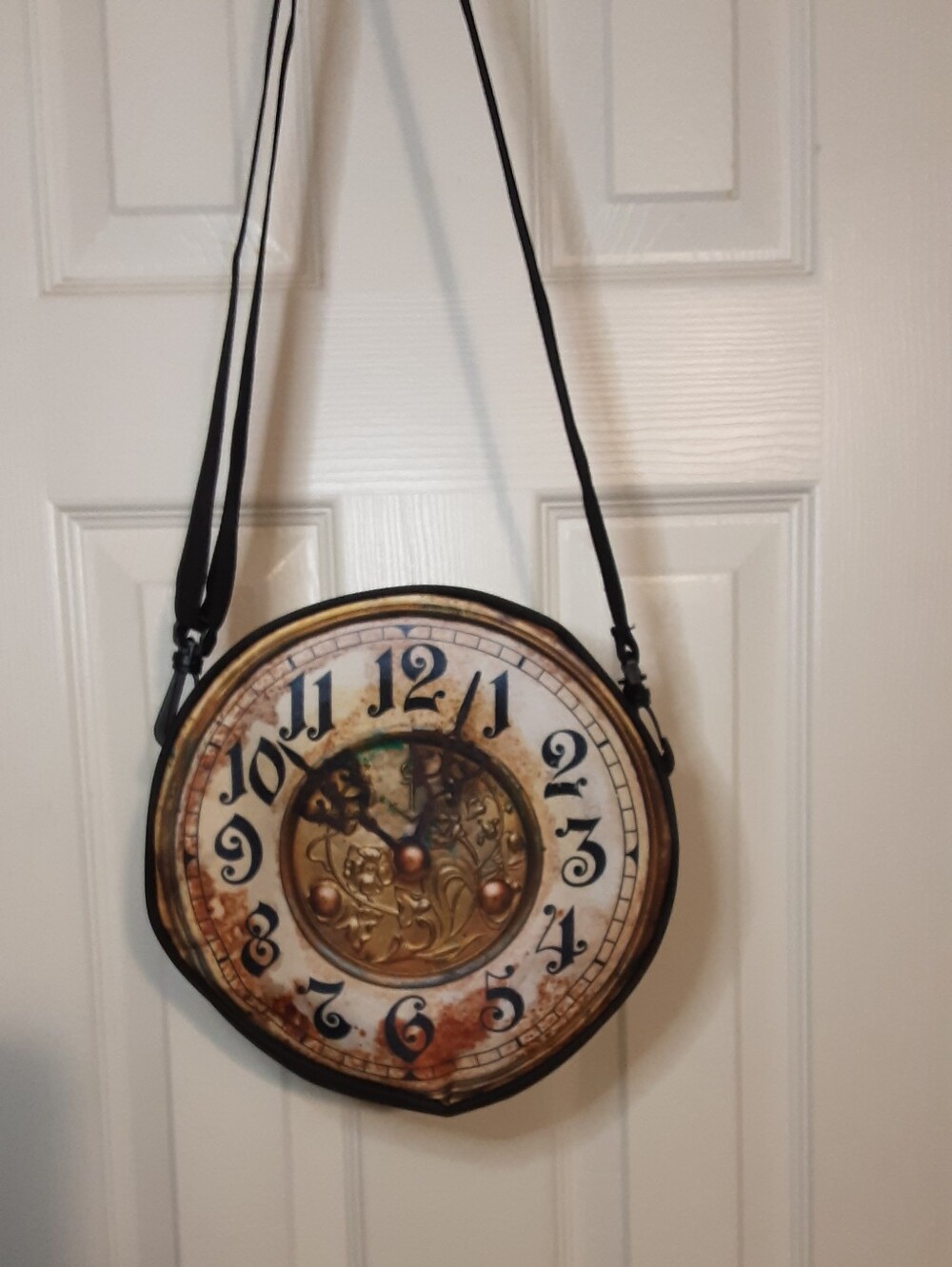 Unique Crossbody/ Backpack Bag With Clock Print On Front